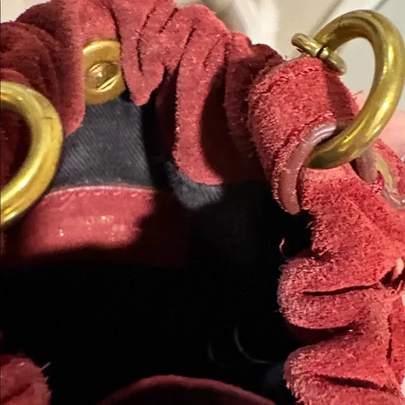 Burgundy Fringe Bag with Gold Accents by Jerome Dreyfuss - Picture 5 of 5